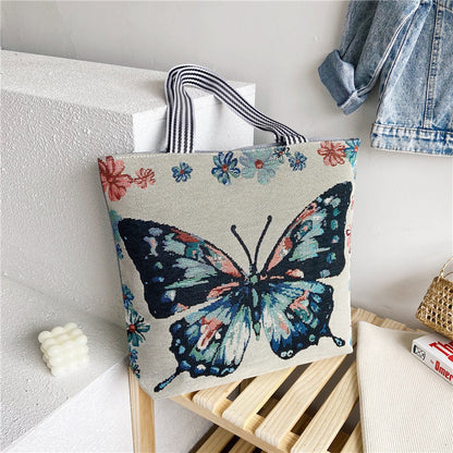Ethnic Vintage Embroidered Canvas Tote Bag for Women