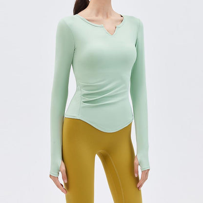 Yoga Suit Long Sleeve T-Shirt Running Top V-Neck Nude Fitness Top Female