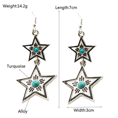 Turquoise Geometric Bohemian Alloy Earrings for Women