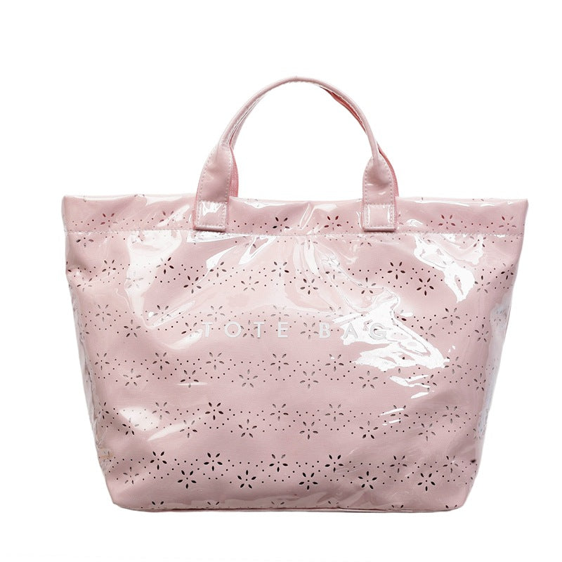 Women's Floral Cutout PVC Tote Bag Stylish Commuter Bag