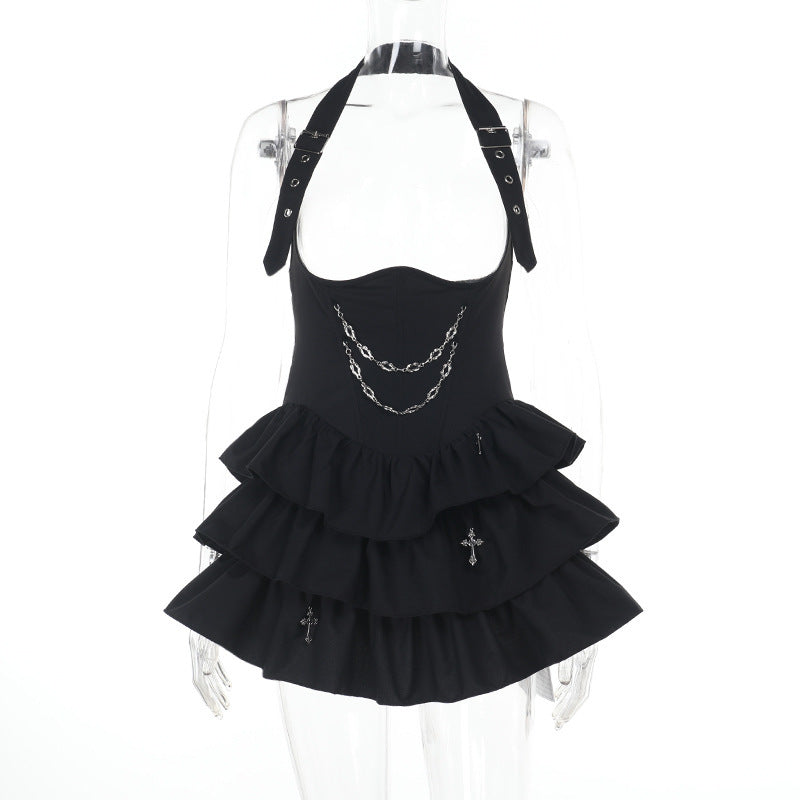 Gothic Style Crop Top and Mini Skirt Set