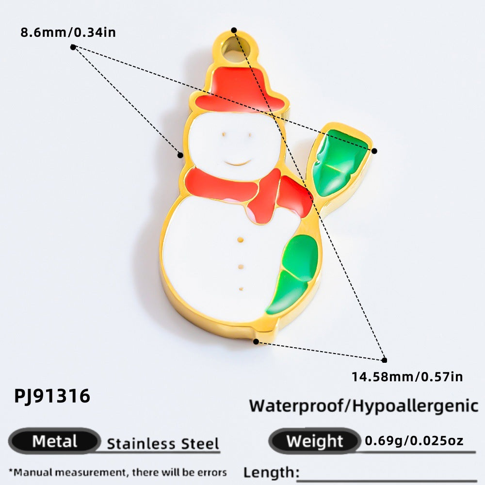 DIY Christmas-Themed 18K Gold-Plated Stainless Steel Pendant Accessories
