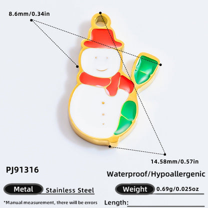 DIY Christmas-Themed 18K Gold-Plated Stainless Steel Pendant Accessories