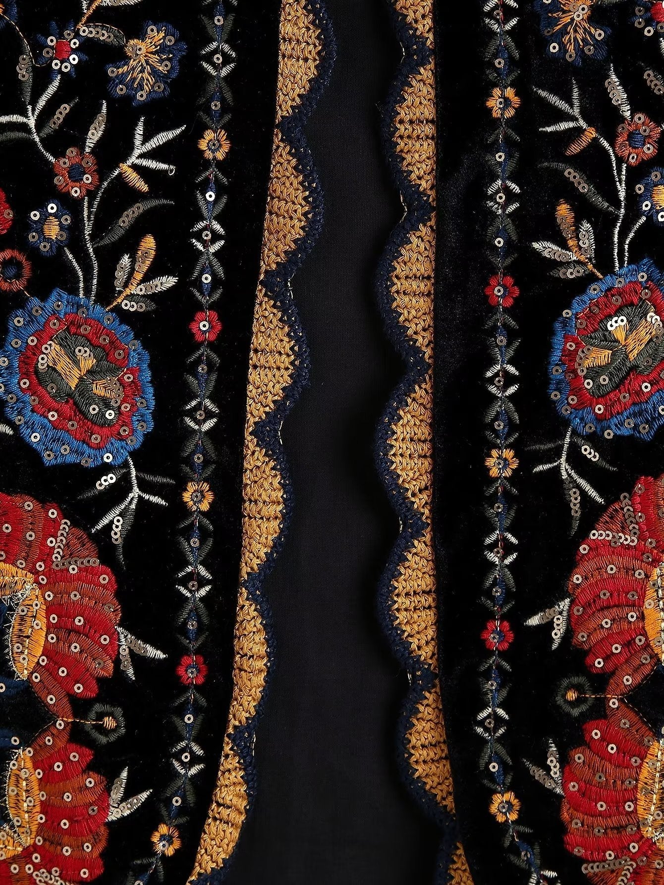 Vintage Flower EmbroideriesÂ Open Front Vest