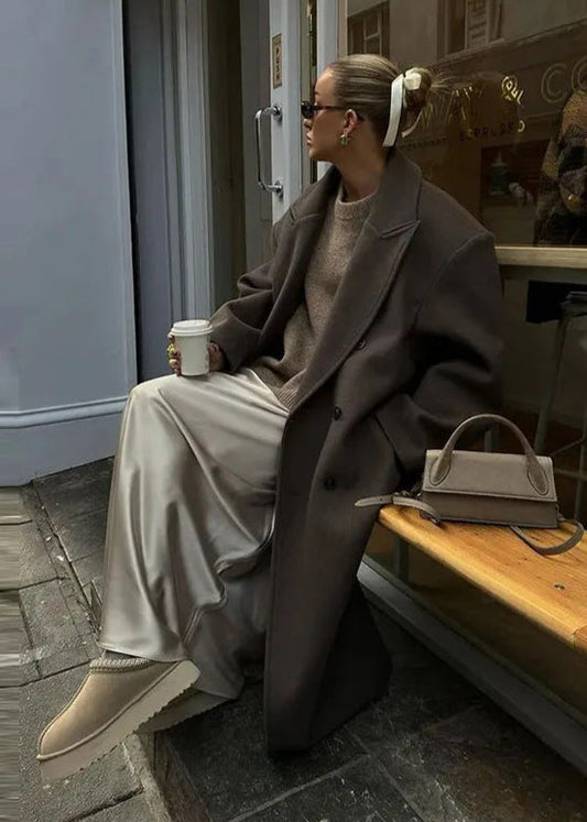 Double Breasted Wool Overcoat Brown Classic