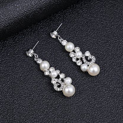Fashion Pearl Flower Necklace and Earring Set Alloy Jewelry