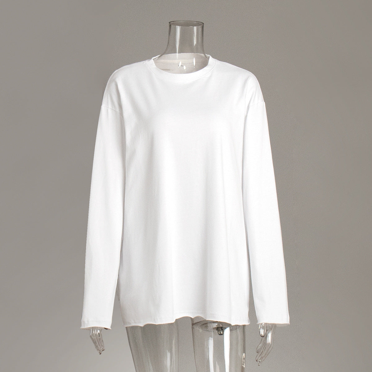 Oversized Solid Color Cotton T-Shirt for Women