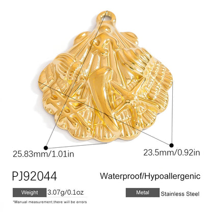 Stainless Steel Ocean-Themed DIY Flower Pendant Jewelry