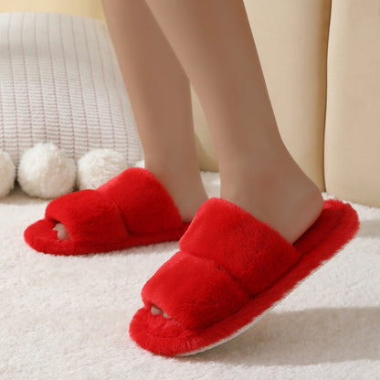 Fluffy Fuzzy Leopard Print Two Band Slipper