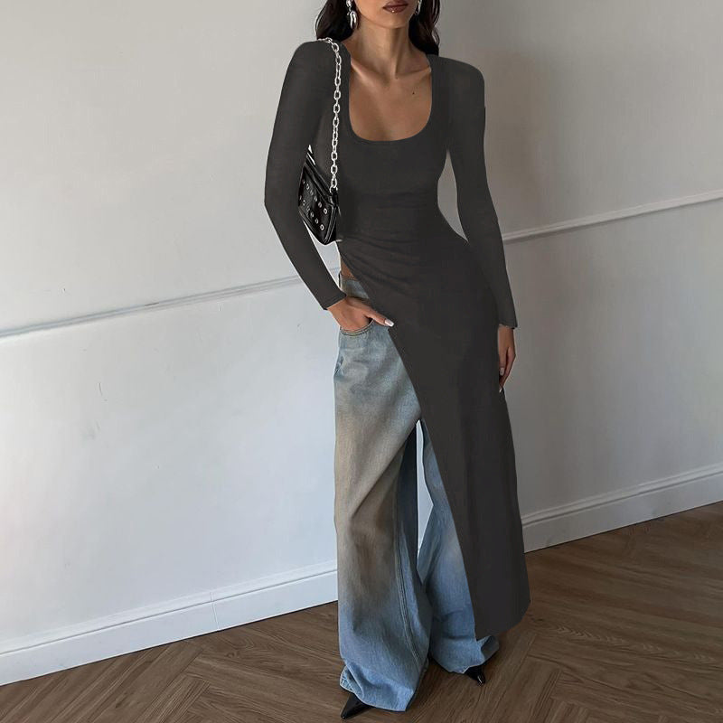 Trendy Women'S Long Sleeve T-Shirt With Asymmetrical Hem