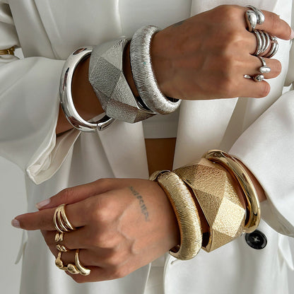 Irregular Design Alloy Bracelet Set Trendy Ins Style