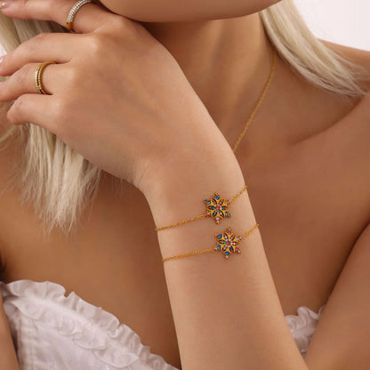 Sparking Cubic Zirconia Snowflake Chain Bracelet
