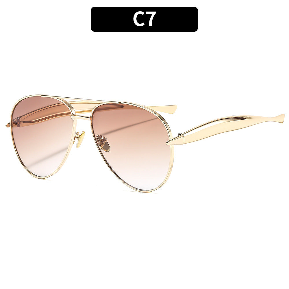 Trendy Oversized Metal Sunglasses Unisex Outdoor Driving Shades