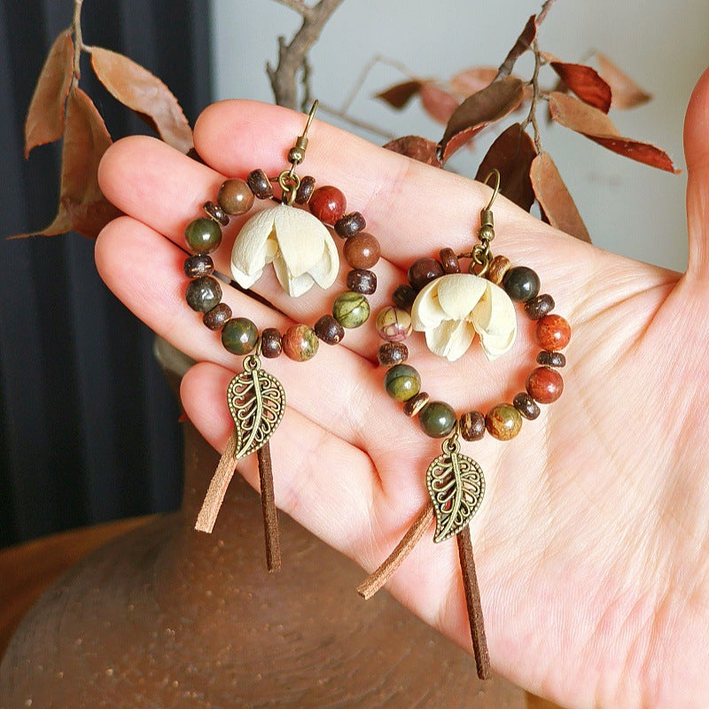 Bohemian Tassel Earrings Handmade with Dried Fruits