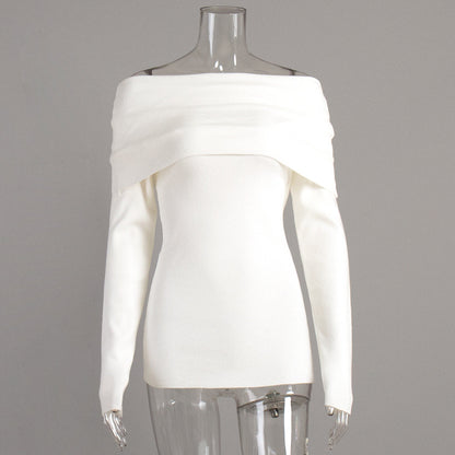 Elegant Off-Shoulder Knit Sweater Casual Top