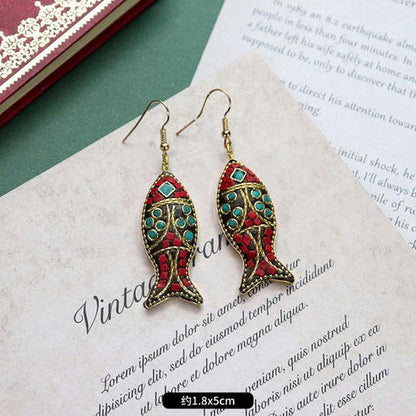 Original Niche Nepal Exotic Tibetan Ethnic Earrings Retro Temperament Simple Earrings Show Face Thin Earrings.