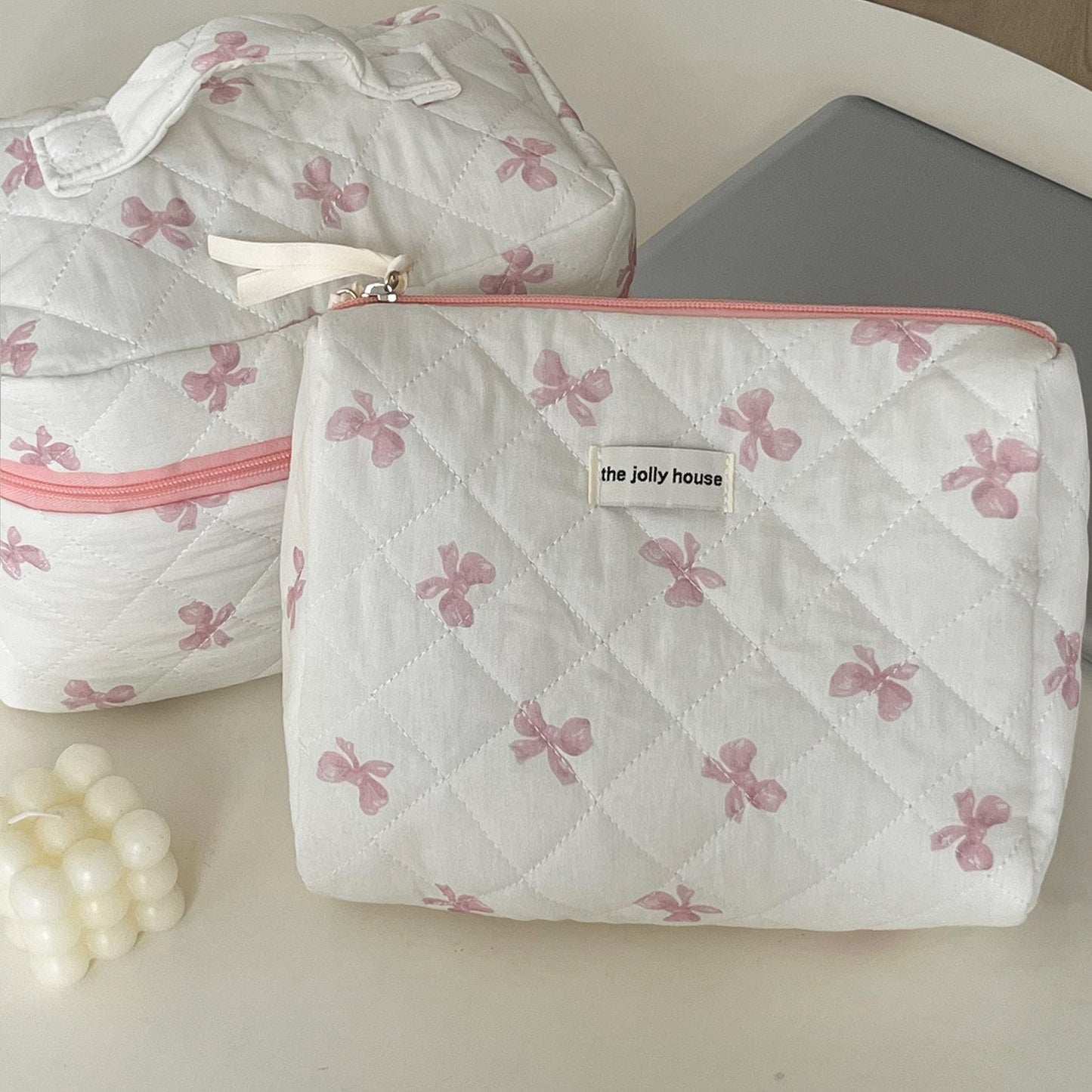 Bow Print Cute Portable Make Up Bag