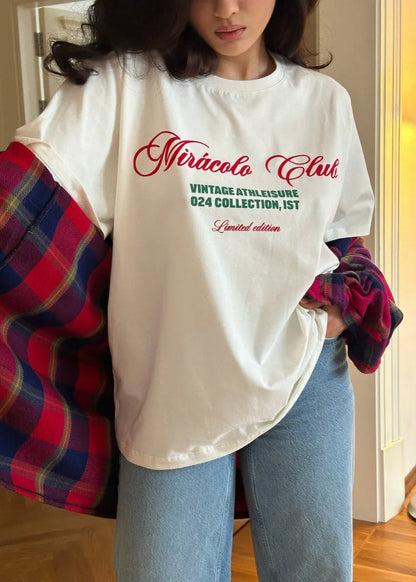 Oversized Cotton T Shirt With Graphic Lettering