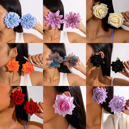 Colorful Floral Earrings With Sunflower And Rose Design