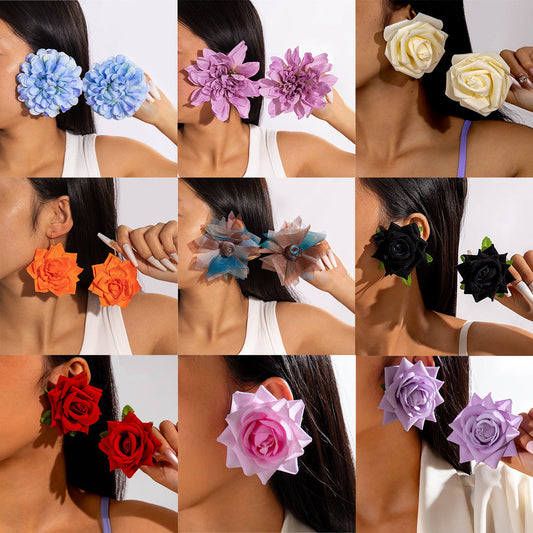 Colorful Floral Earrings With Sunflower And Rose Design