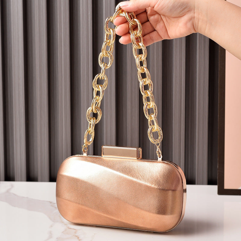 Metallic Evening Clutch Bag Silver Leather Party Bag