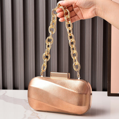Metallic Evening Clutch Bag Silver Leather Party Bag