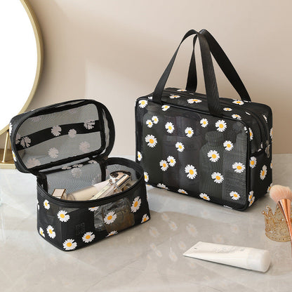 Daisy Large Capacity Portable Mesh Cosmetic Bags