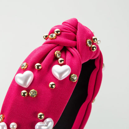 Trendy Heart Shaped Pearl Headband for Women