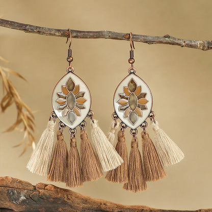 Bohemian Handmade Woven Tassel Earrings Trendy Versatile Jewelry