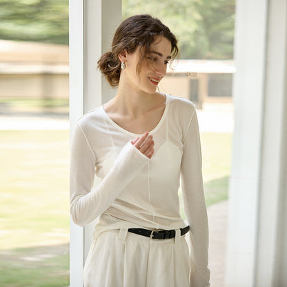 High-Quality Tencel Wool Women’s Long Sleeve Knit Top