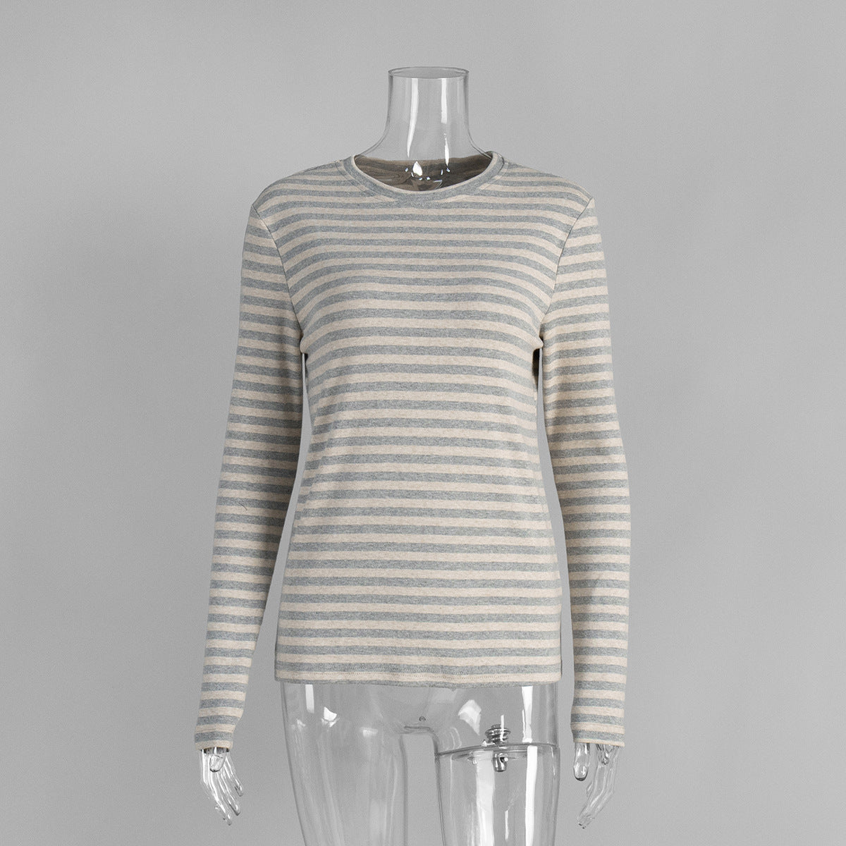 Striped Long Sleeve Cotton T-Shirt Casual Women's Top