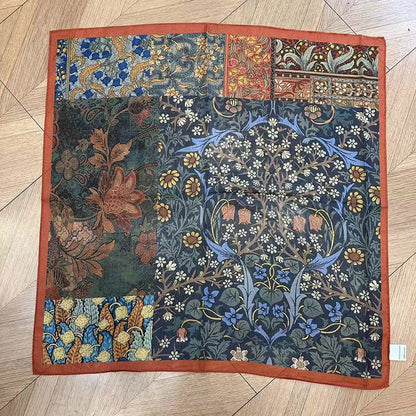 Vintage Collage Print Silk Square Scarf