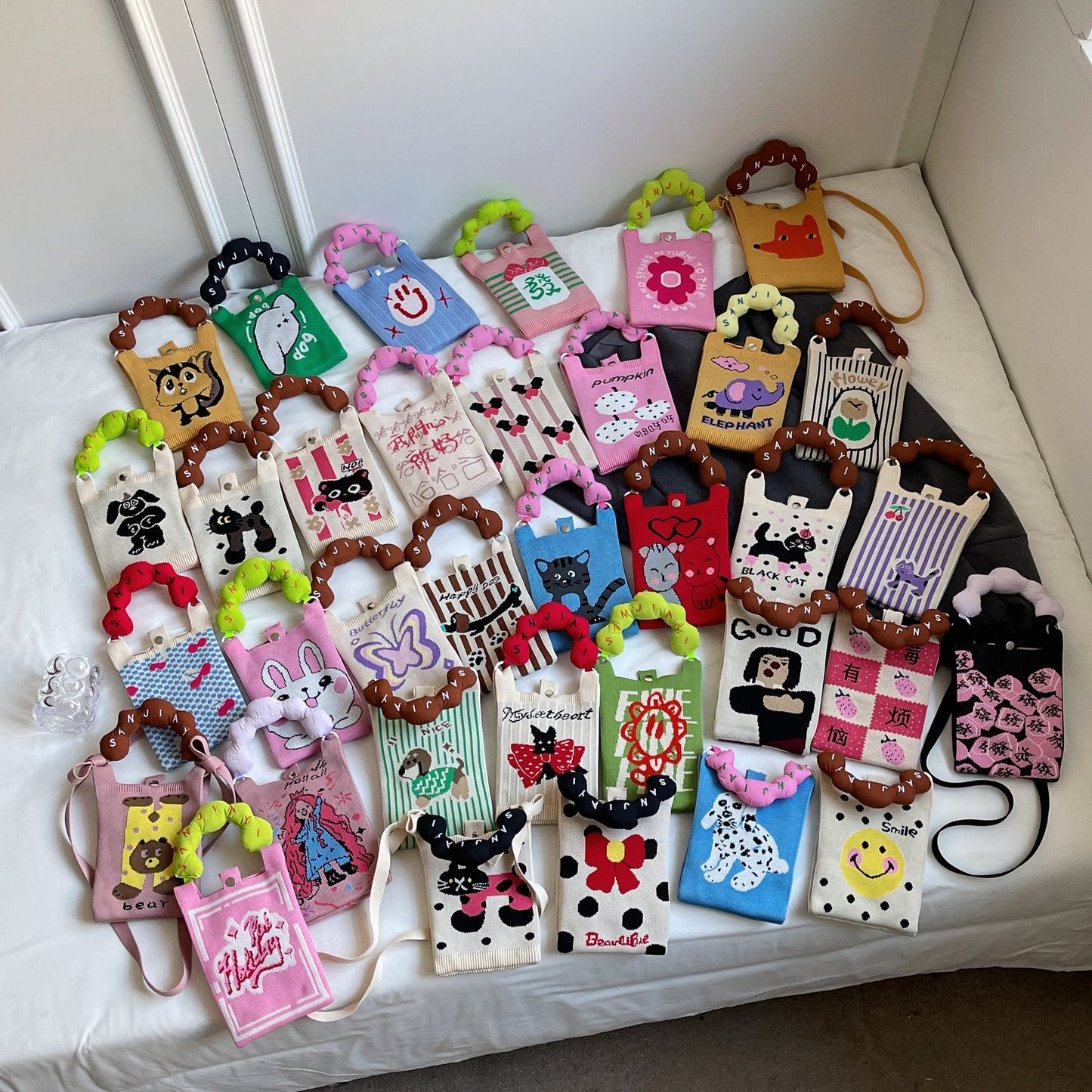Trendy Knitted Crossbody Phone Bag Cute Cartoon Design