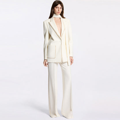 Trendy Stylish Scarf Jacket And Pants Set