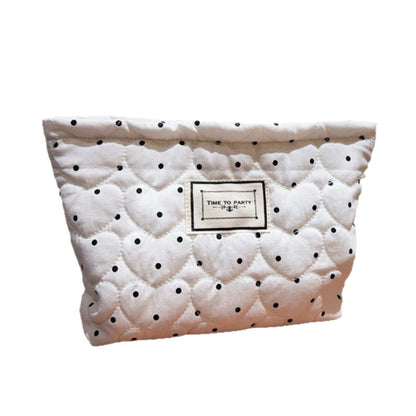 Simple Polka Dot Makeup Bag Canvas Travel Storage Pouch