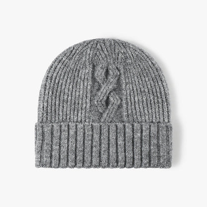 Solid Color Cable Knit Cuff Winter Beanie