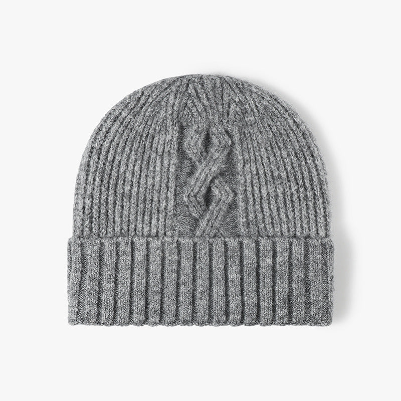 Solid Color Cable Knit Cuff Winter Beanie