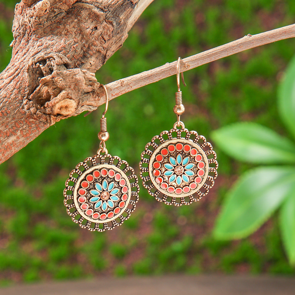 Bohemian Tassel Drop Earrings Colorful Ethnic Jewelry Set