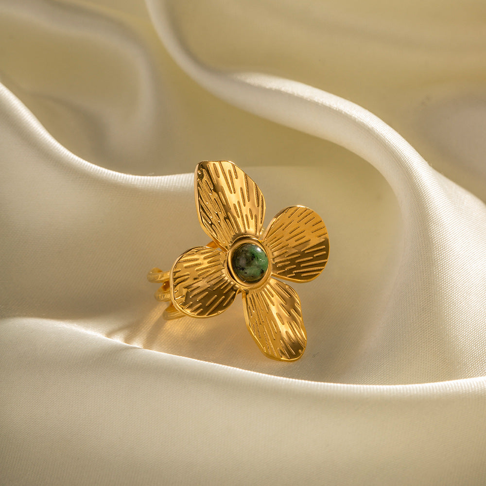 Flower Zircon Adjustable Layered Rings