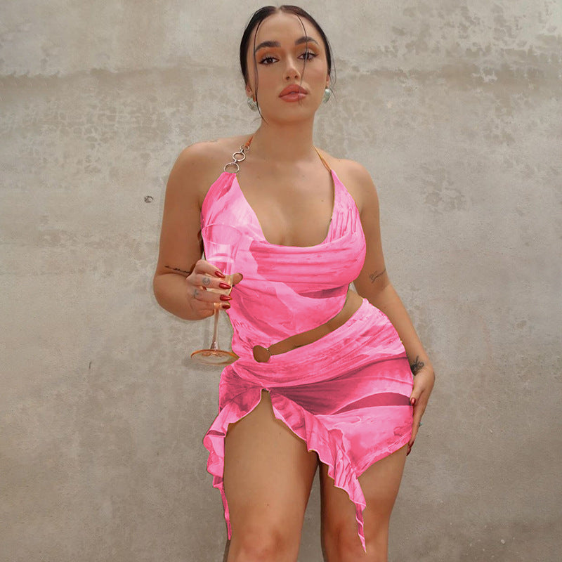 Sexy Backless Tie-Up Dress Trendy Floral Milk Silk Dress