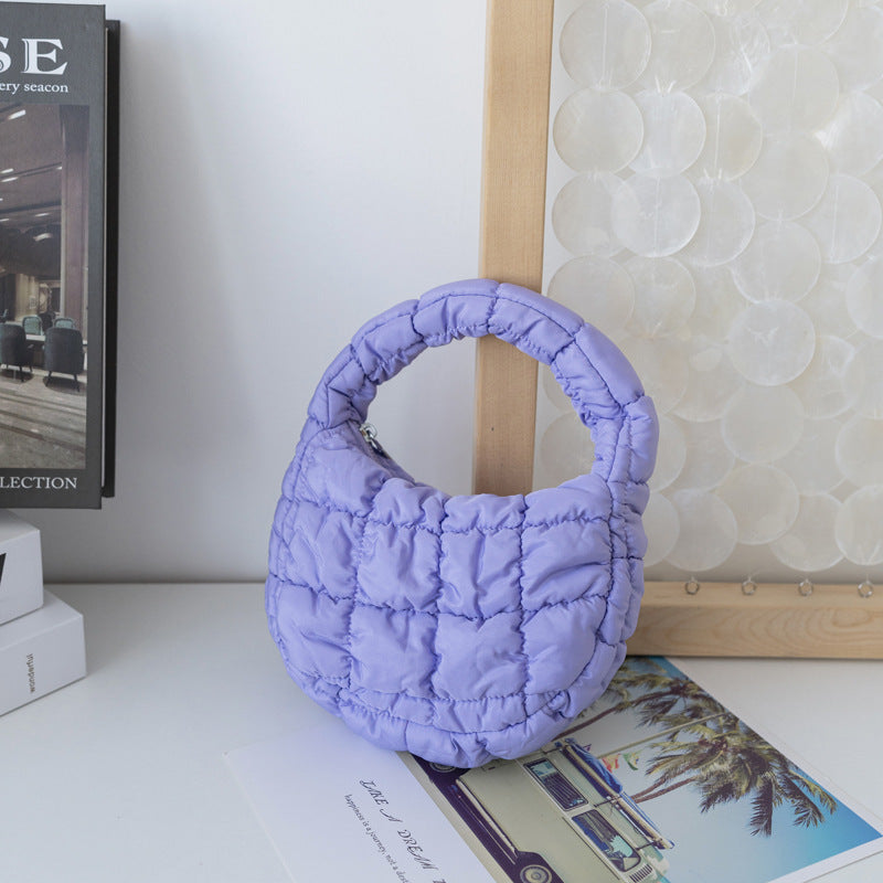 Mini Cloud Bag with Ruching Stylish Nylon Tote