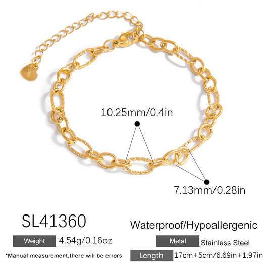 Geometric Stainless Steel 18k Gold Plated Layered Necklace for Women