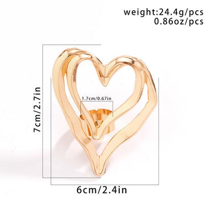 Trendy Heart-Shaped Metal Ring With Bold Design
