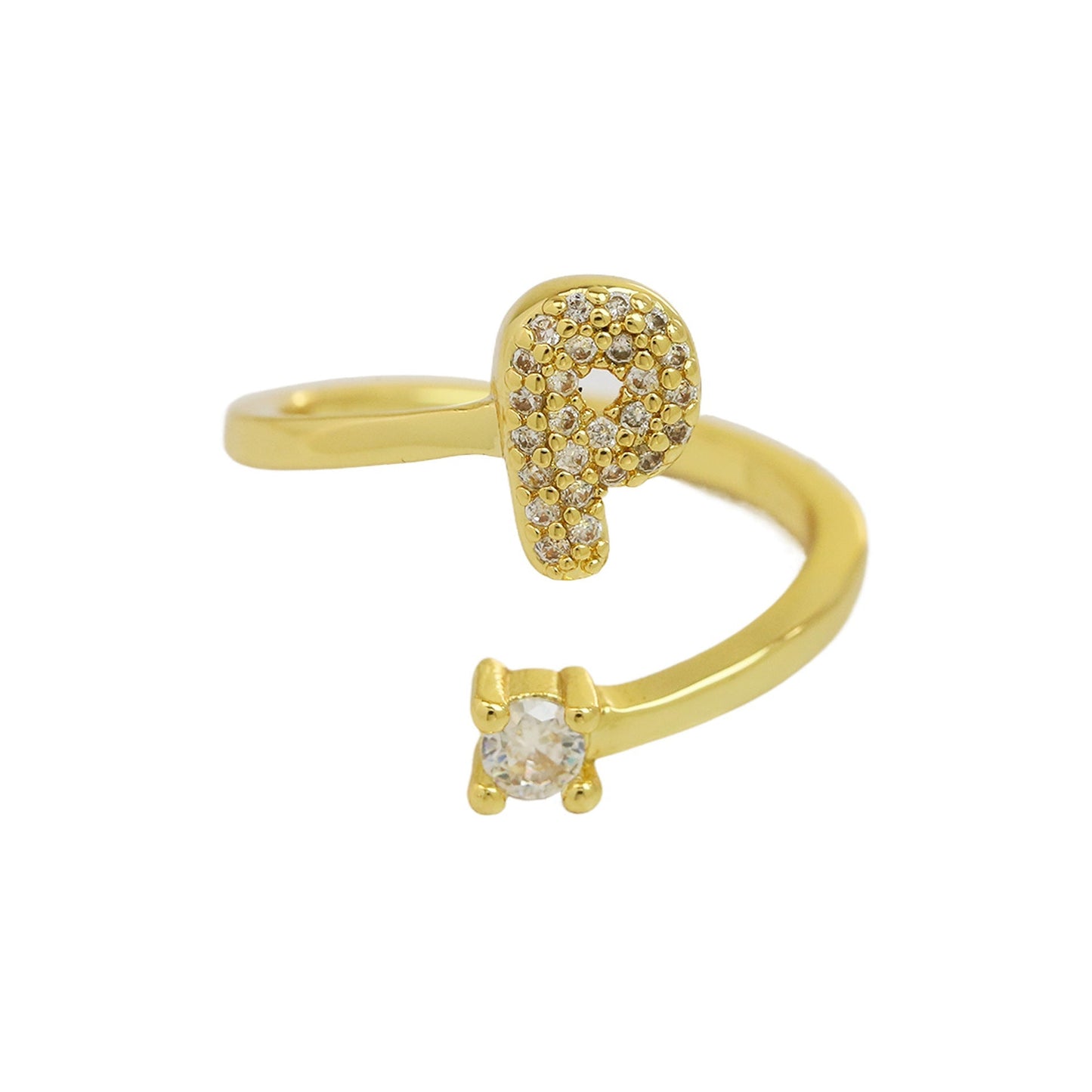 Letters AâZ Sparkling Zircon Adjustable Ring