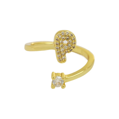 Letters AâZ Sparkling Zircon Adjustable Ring