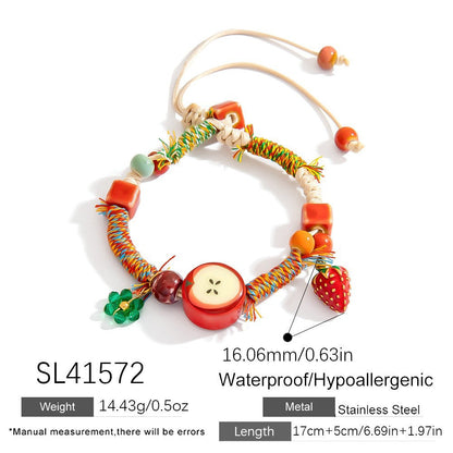 Fashionable Woven Stainless Steel Bracelet with Colorful Beads