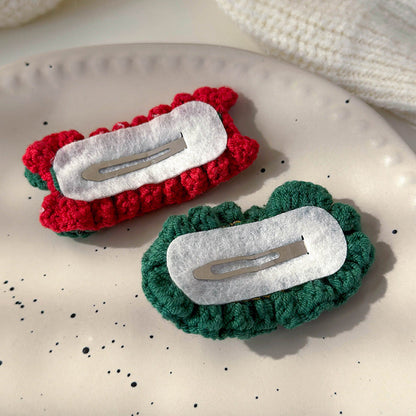 Sweet Hand Knitted Christmas Tree Hair Clip