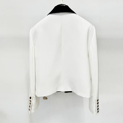 Color Block Short Blazer Elegant Office Jacket