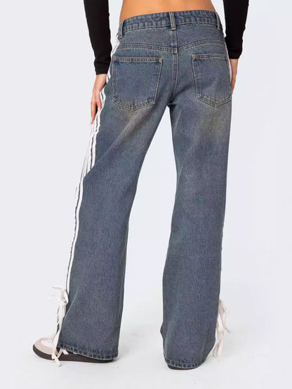 Trendy Loose-Fitting Wide Leg Women's Denim Pants