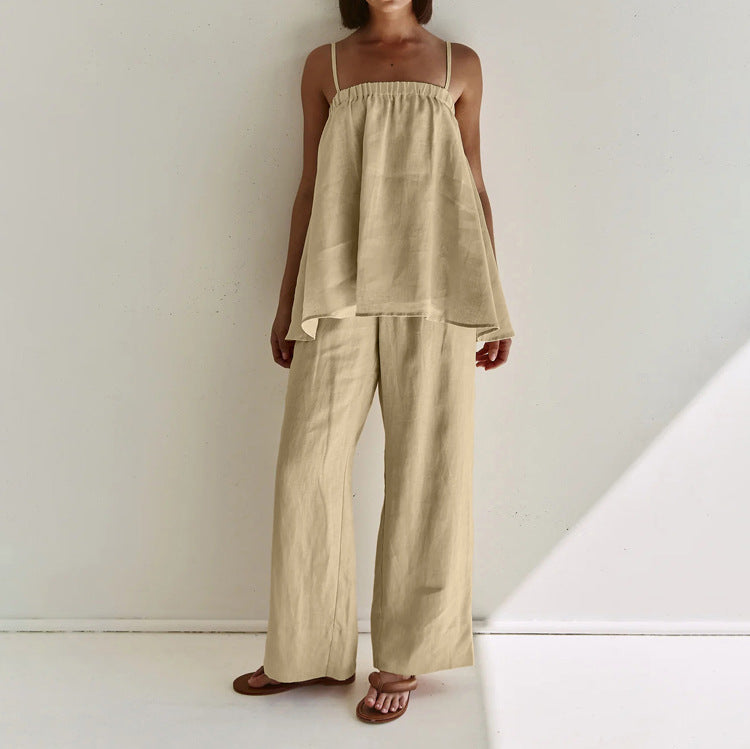 Sexy Crop Top Wide Leg Pants Set For Women